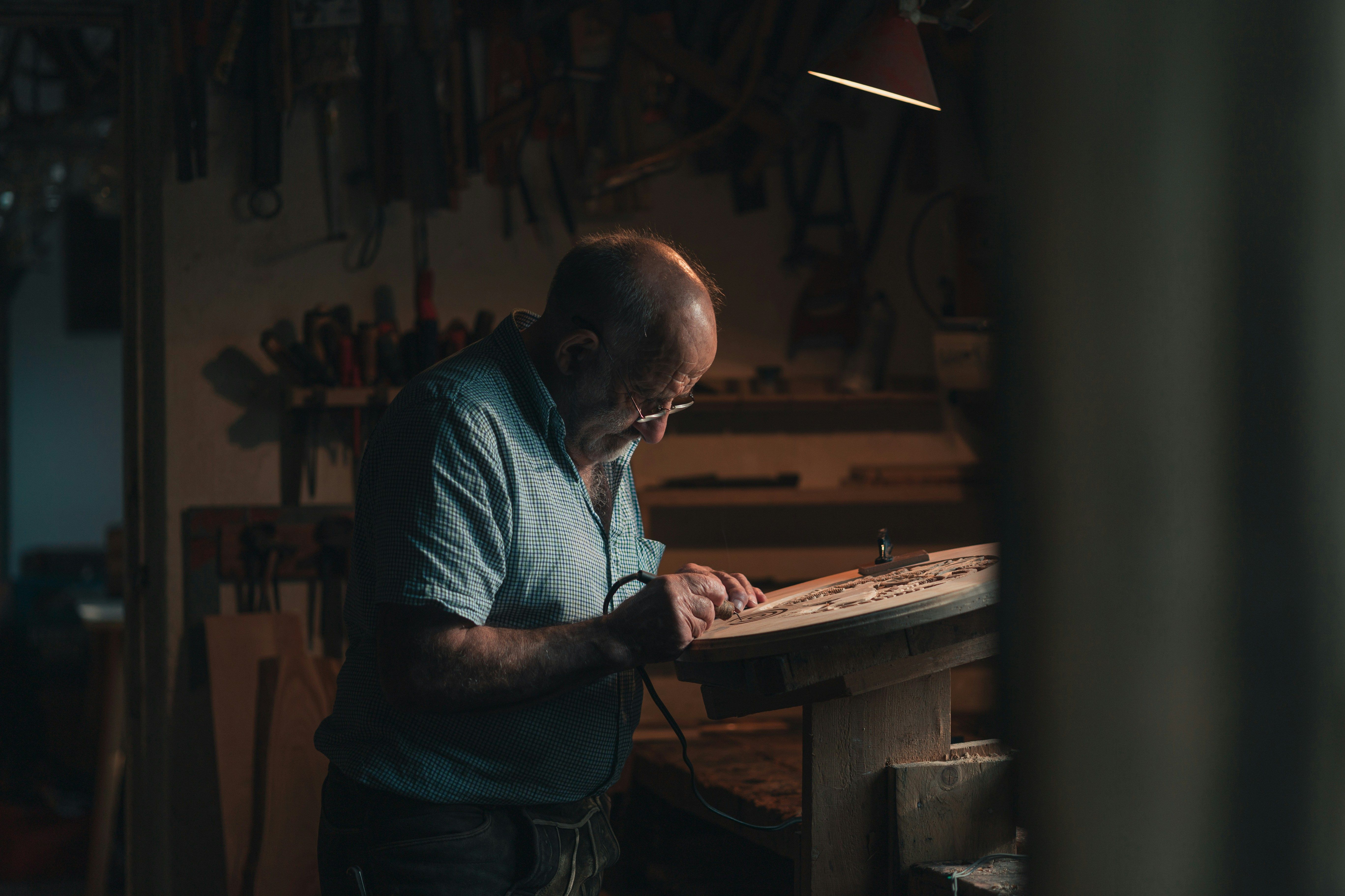 Father working in his workshop