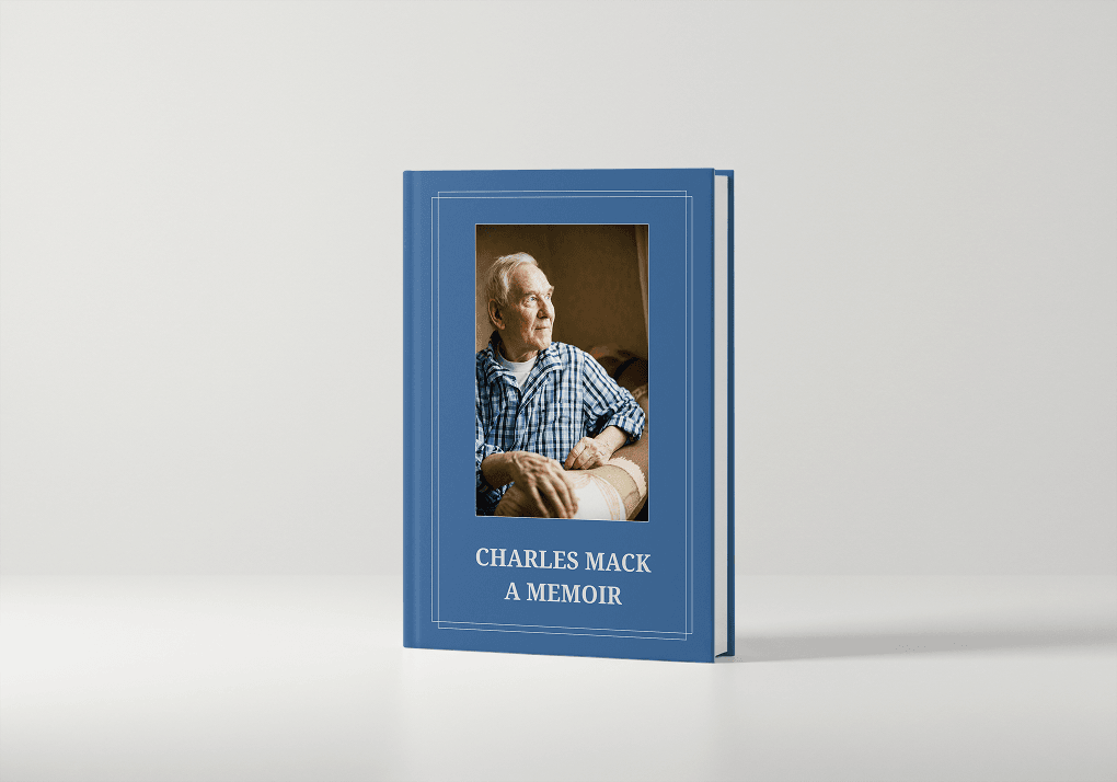 Personalized hardcover memoir showing grandfather and grandson